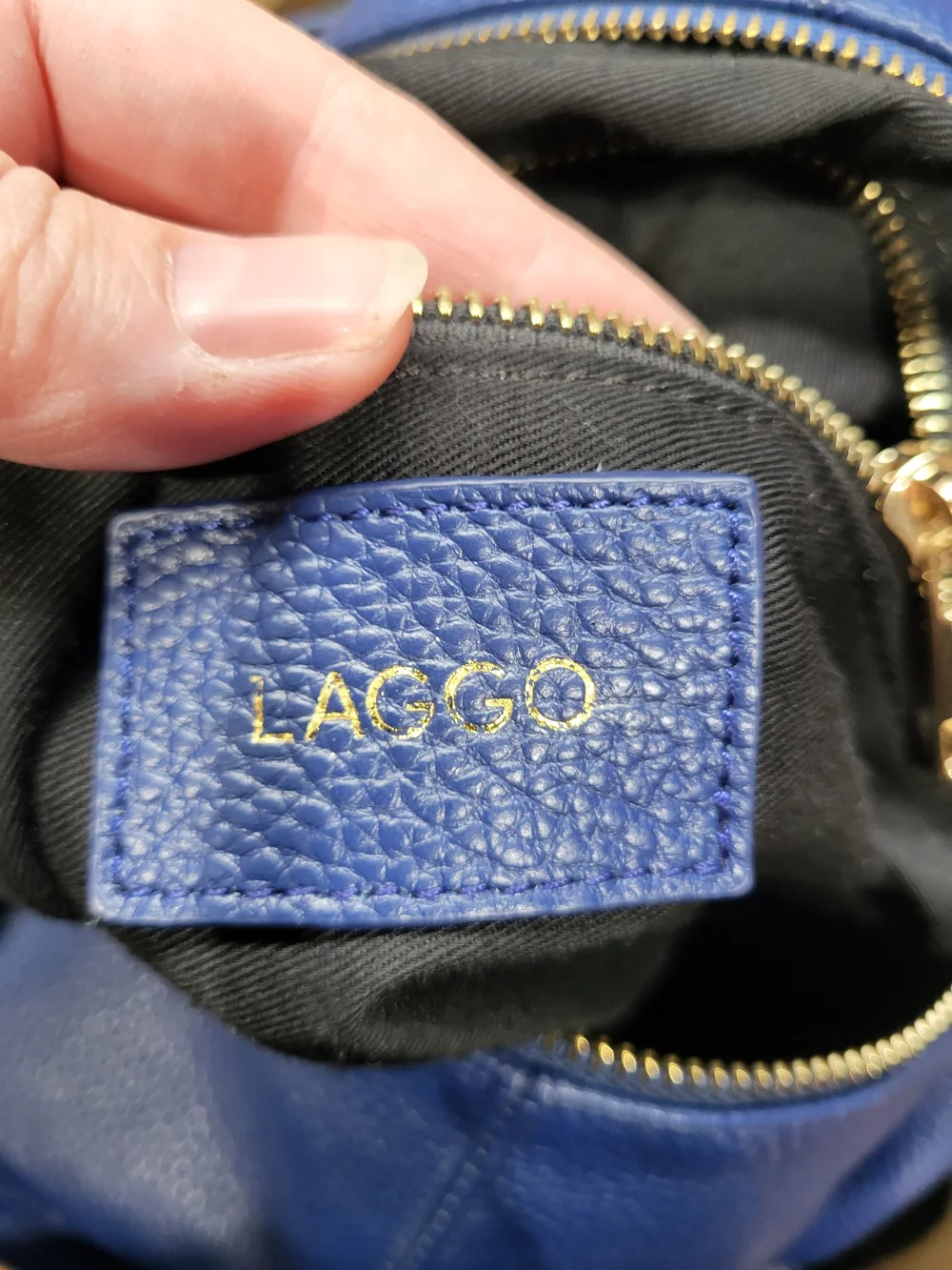 LAGGO Cobalt Blue Pebbled Leather Joyce Shoulder Bag